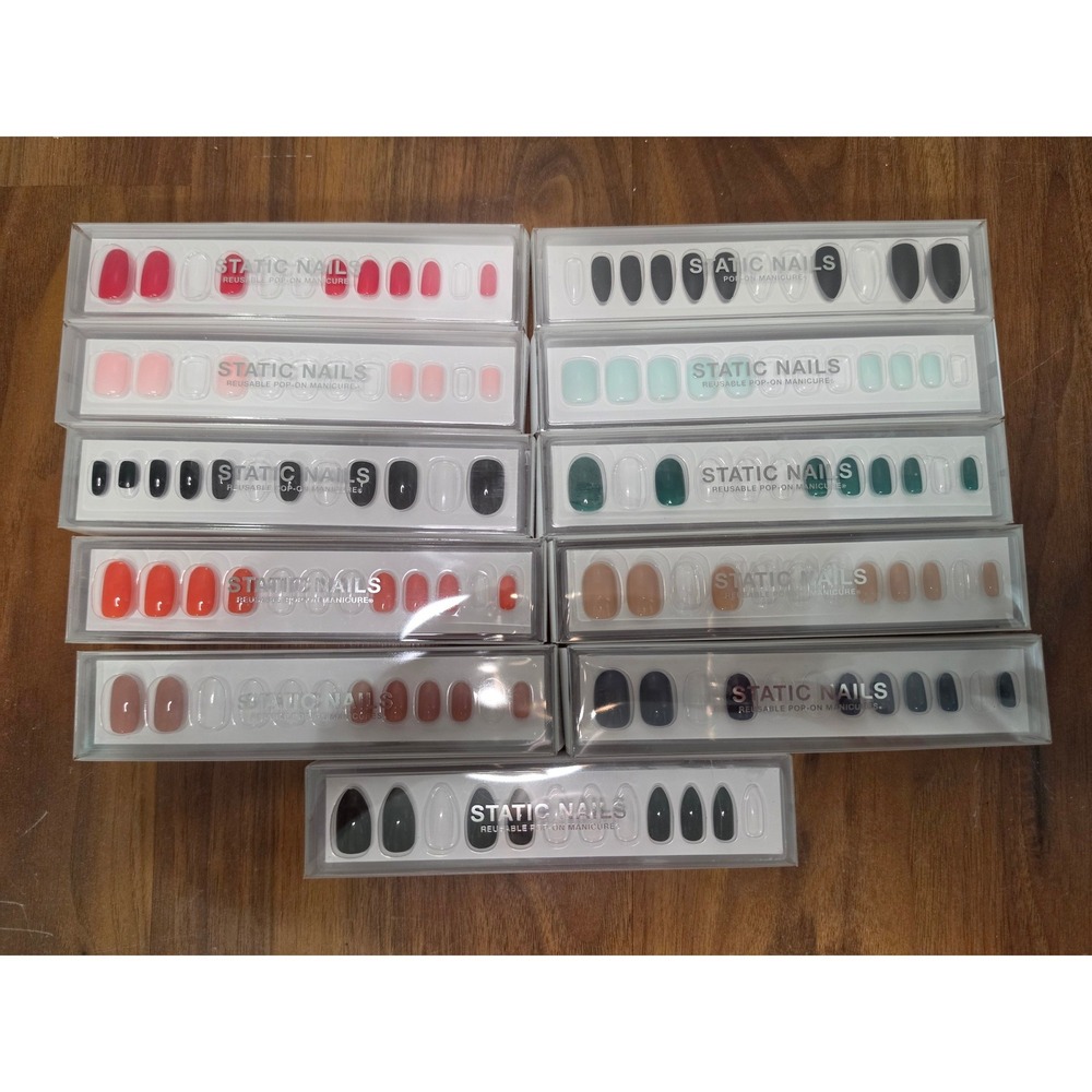 Static Nails Pop-On Manicure OS Multicolor Bulk Lot 11 Boxes Missing Nails